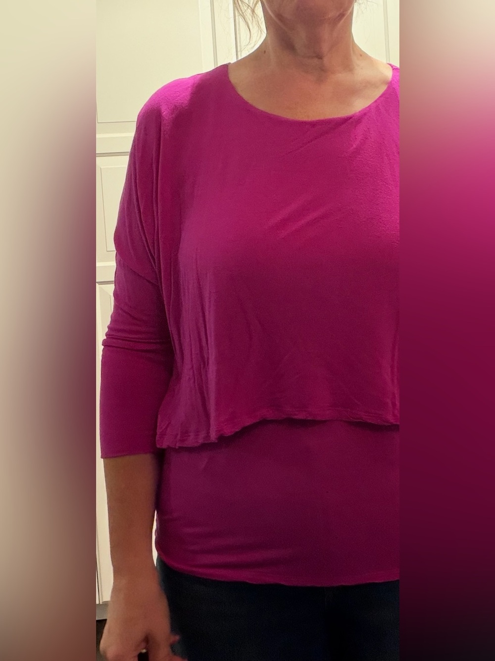 Cable & Gauge Deep Pink Layered Long-Sleeve Tunic